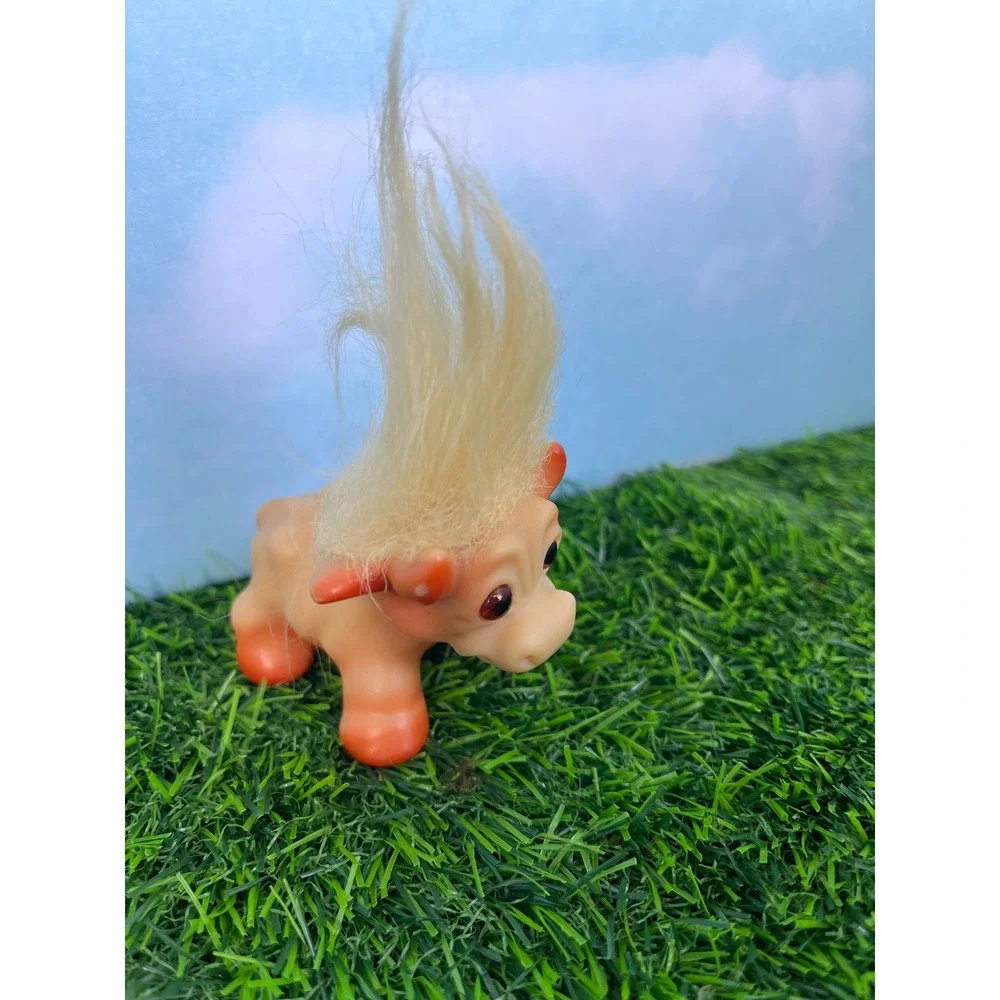 Vintage Thomas Dam Bull Troll Doll Blonde Mohawk Hair Retro Toy Collectible